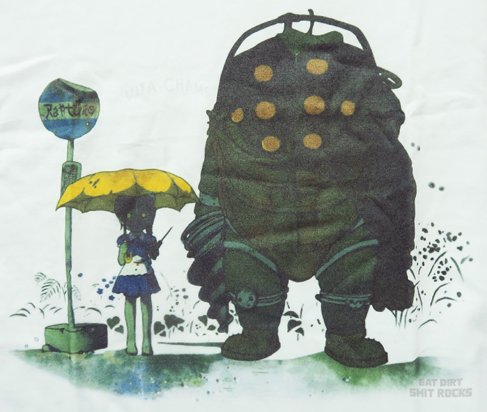 Bioshock x My Neighbor Totoro crossover t-shirt design.