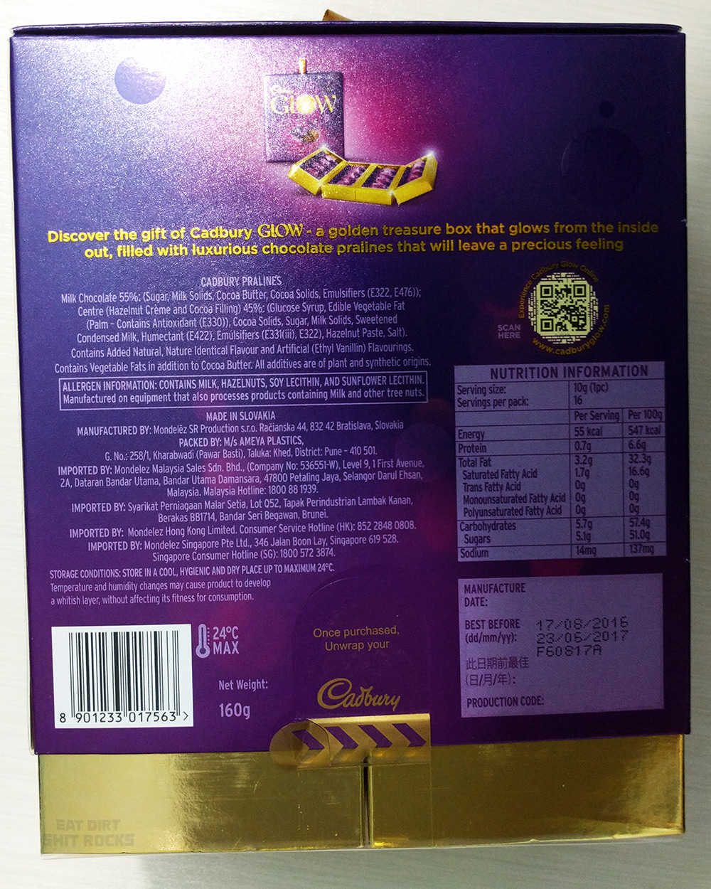 Cadbury Glow box [back].