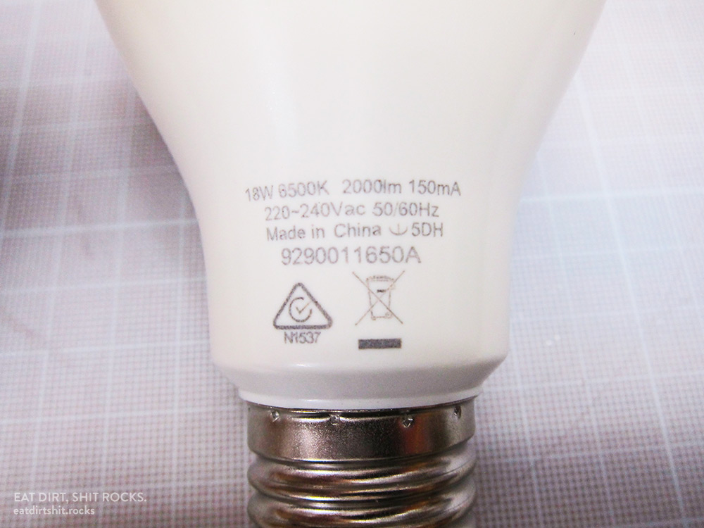 Markings on the base of this bulb.